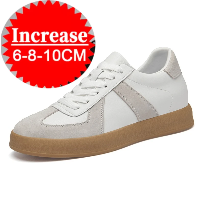 

Невидимые кроссовки для увеличения роста - 8 см. Мужские летние дышащие повседневные спортивные туфли из натуральной кожи в ретро-стиле - 6 см.