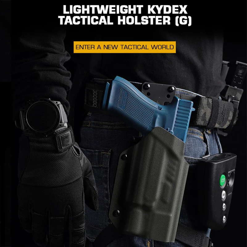 Fundas tácticas Kydex ligeras con linterna X300U para Airsoft 9mm Mag Glock G17 G19 19X 22 23 34 35 45.40