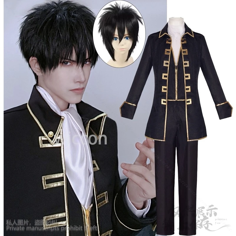 Anime KINTAMA Cosplay Fato Masculino, Shin Sen, Gu Mi, Hijikata, Tosshirou, Okita Sougo, Casaco Preto, Uniforme, Dia das Bruxas, Fato de Carnaval