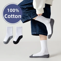 5 Pair Spring Autumn Children Socks 100% Cotton Girl Boy Baby Warm Soft White Black Gray For Winter 1-12 Year Kids Student Socks