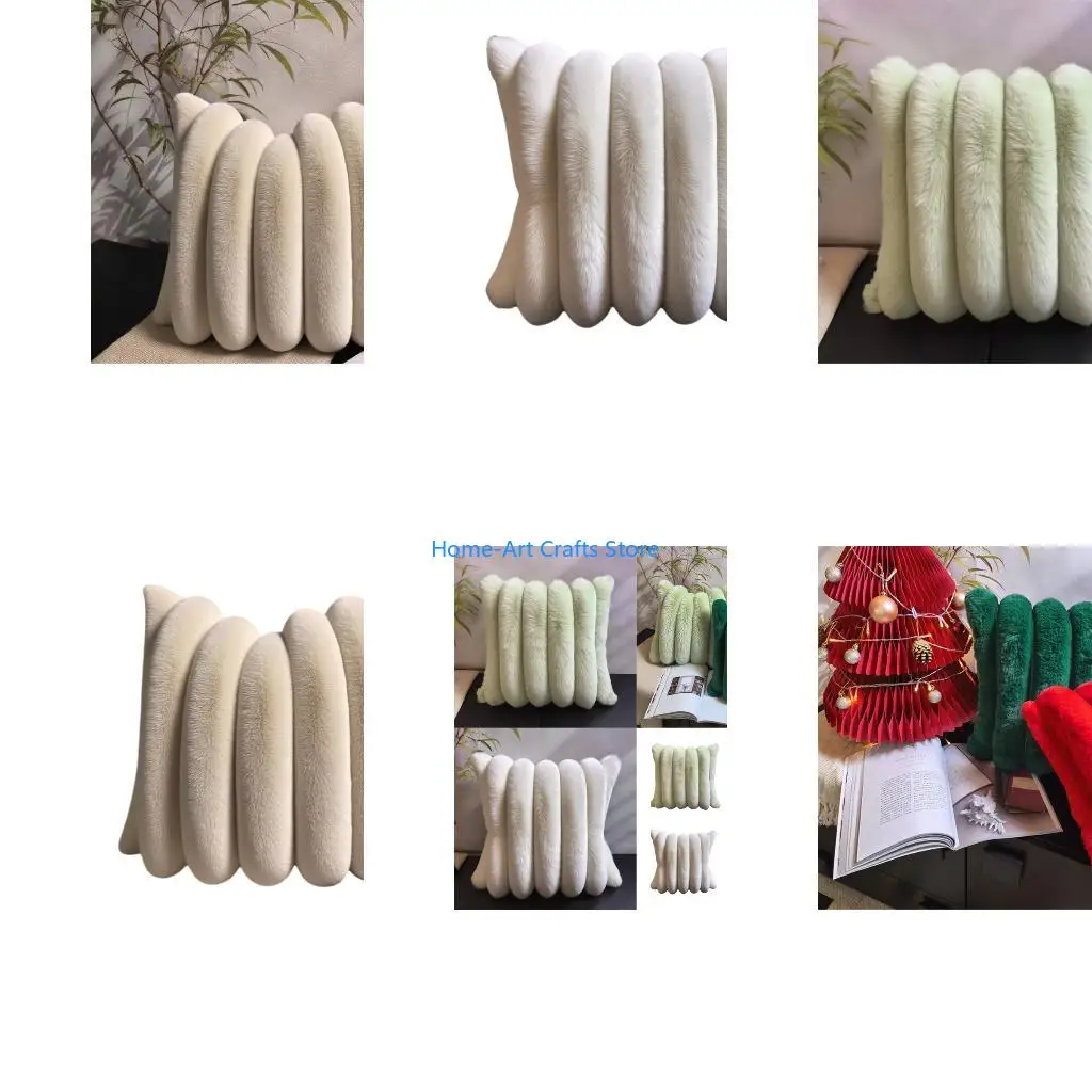 Y3NA Textured Pillow Case Craft From Rabbit Imitation Hair Suitable for Multiple Room Decoration