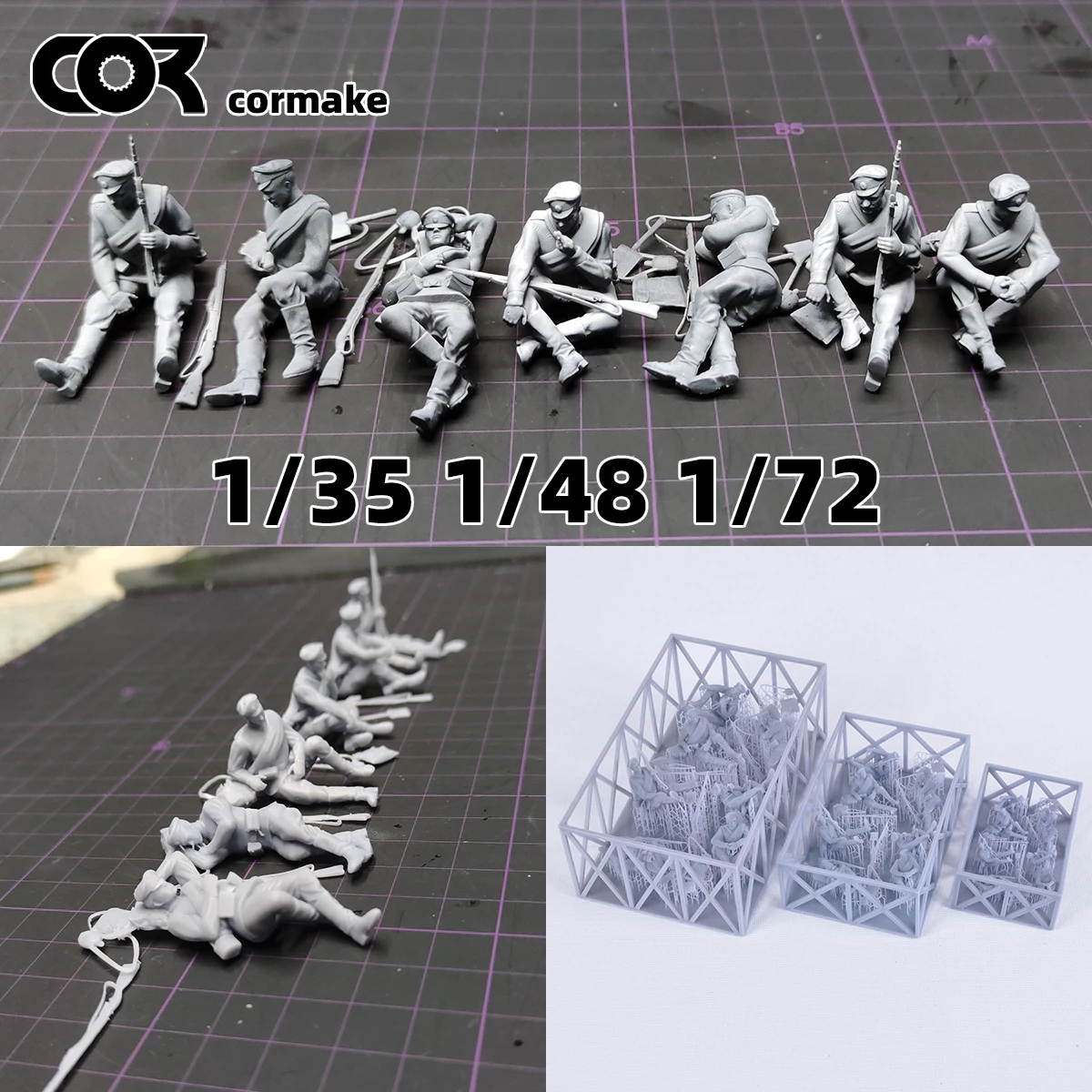 

Russia army soldier figure Soldier team Military Man rest Set Assembly Set Static plastic Scale model kit 7pcs 1/72 1/35 1/48