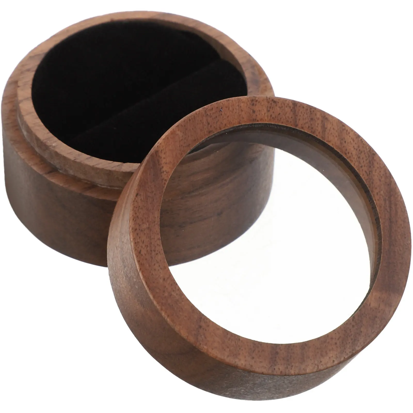 

Wood Ring Box Small Wedding Ring Storage Case Engagement Proposal Round Jewelry Display Gift Holder Jewelry Box