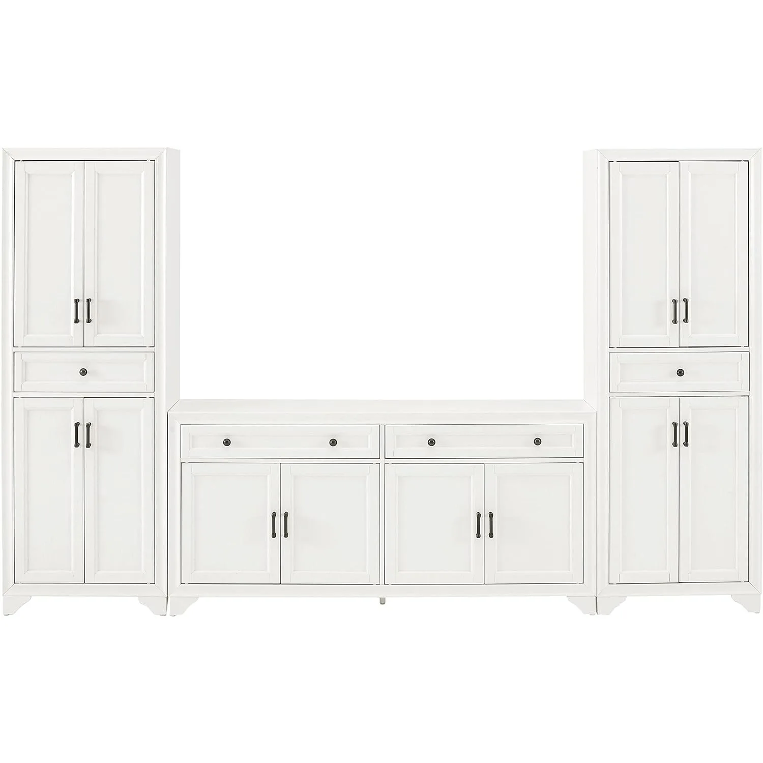 Tara 3-Piece Sideboard and Pantry Set, Distressed White