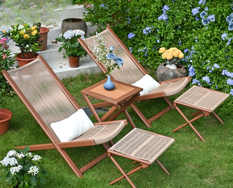 Balcony Outdoor table and chair combination Courtyard Garden Terrace Leisure chair Bed and breakfast Wind rope recliner