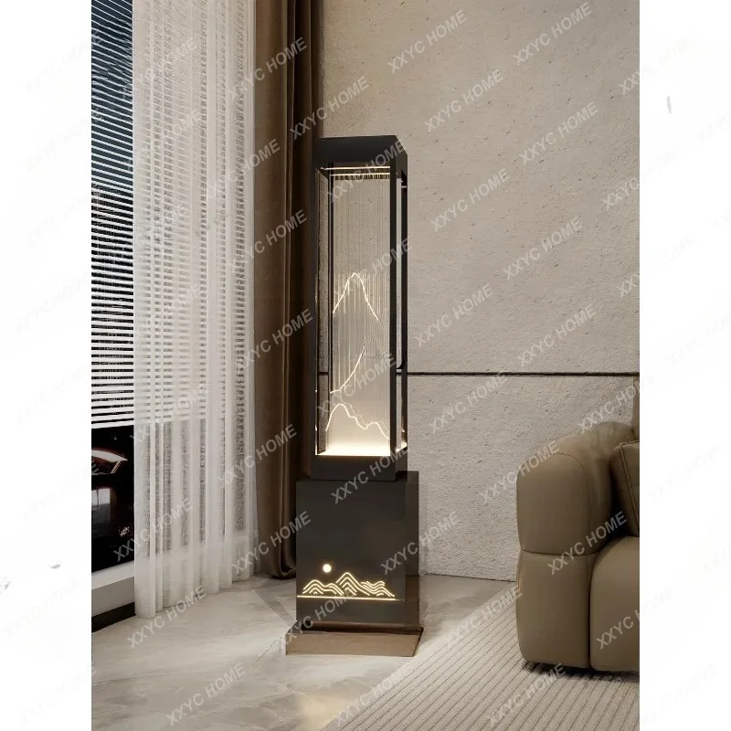 New Chinese floor lamp atmosphere Stainless steel housewarming gift office wealth flowing water ornament