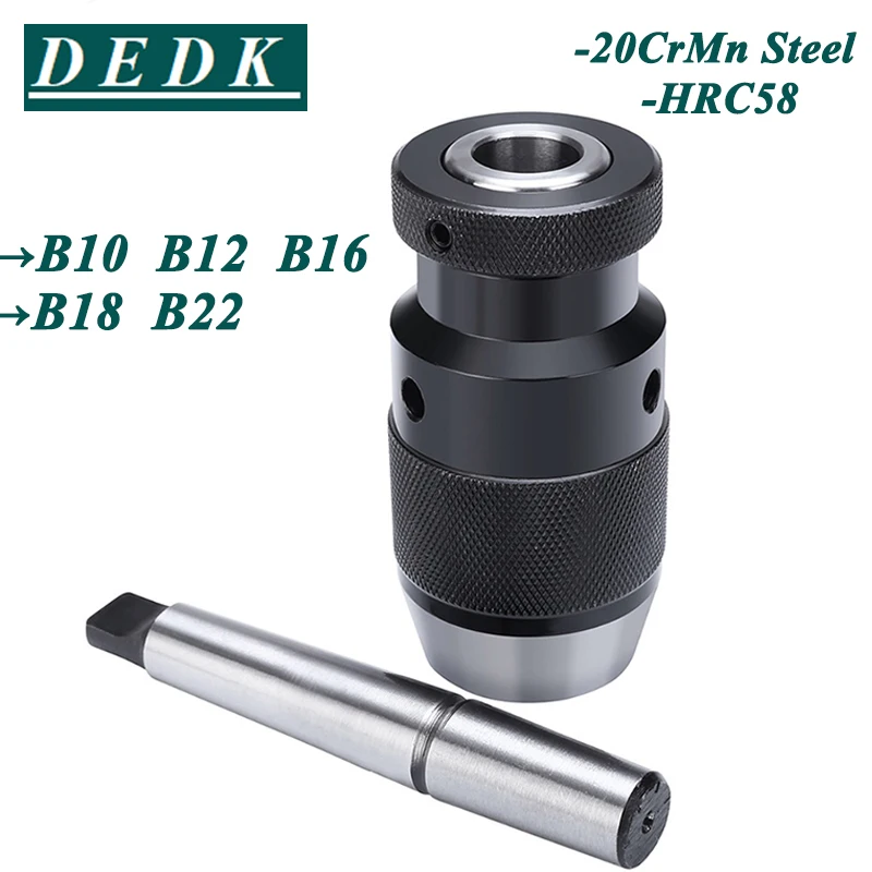 DEDK B10 B12 B16 B18 B22 셀프 조임 드릴 척, MT1 MT2 MT3 MT4 C20 R8 모스 드릴 척 선반, 1-10 1-13mm 1-16 드릴 척