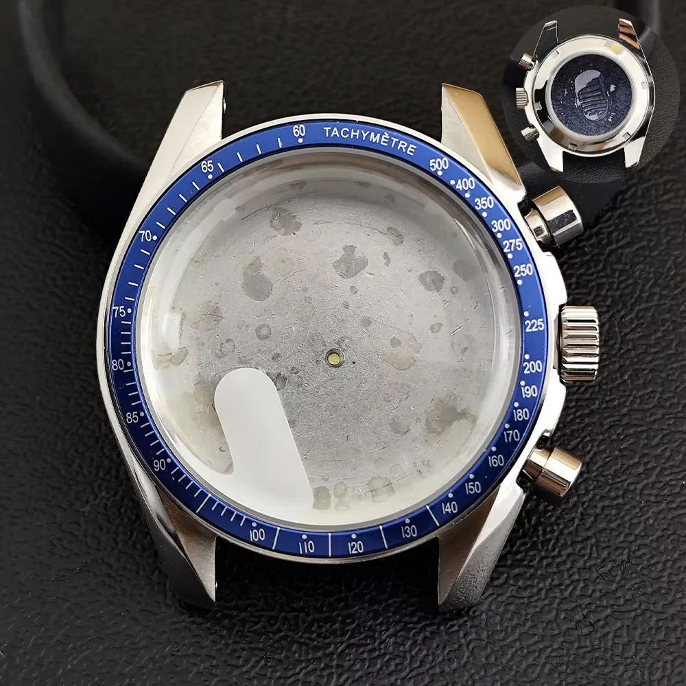 

39.7mm Stainless Steel Silvery Case Fits For VK63 VK63A Movement Case Mineral Crystal Glass Case 20mm Strap Moon Bottom Cover