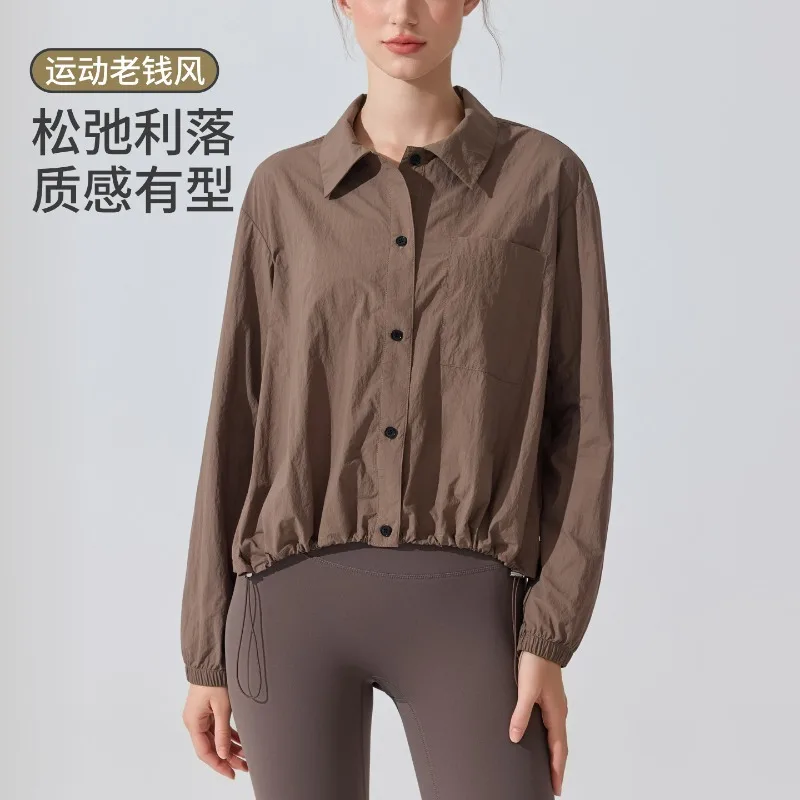 

Casual Sport Shirt Long-sleeved Lightweight Loose-fitting Sun Protection and Windproof Yoga Dress Pullover Parka Jacket Top