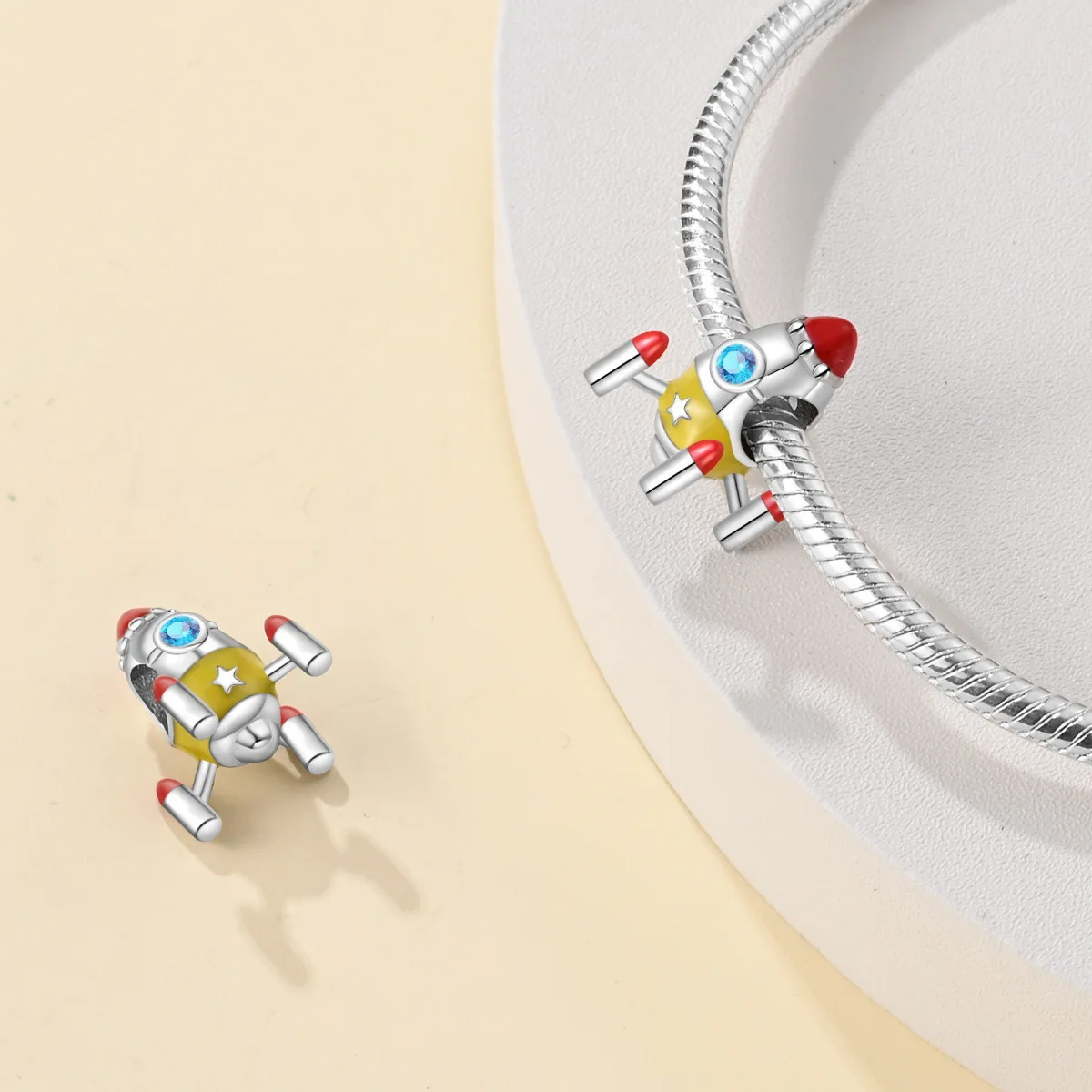 DIY decorative accessory bracelet - space travel through rocket bead string - copper plated 925 silver pendant bead