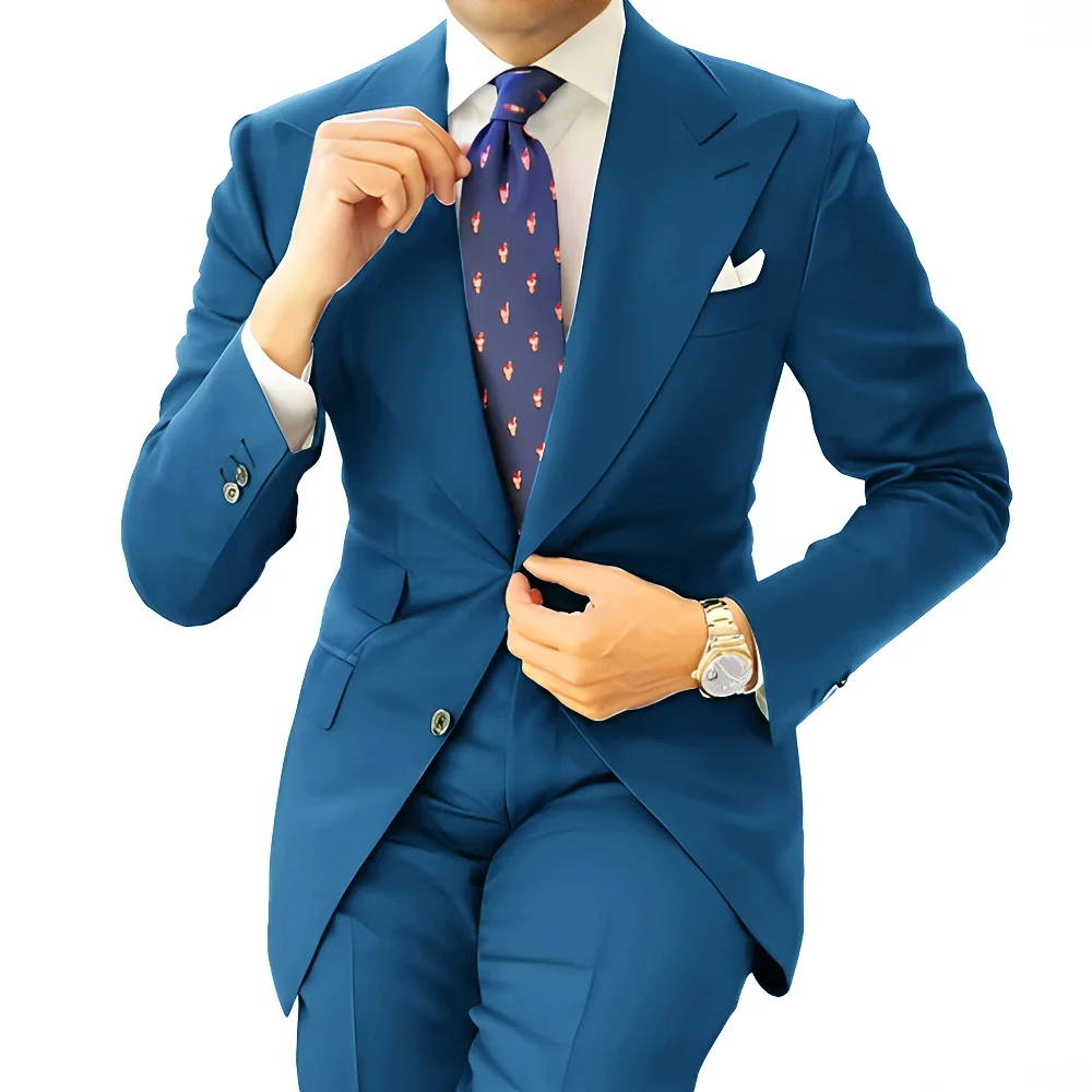Formal Men's Suit Office Long Work Clothes Groom Tuxedo Jacket Pants XS-5XL Tailored Suit Dark Gray Blazer