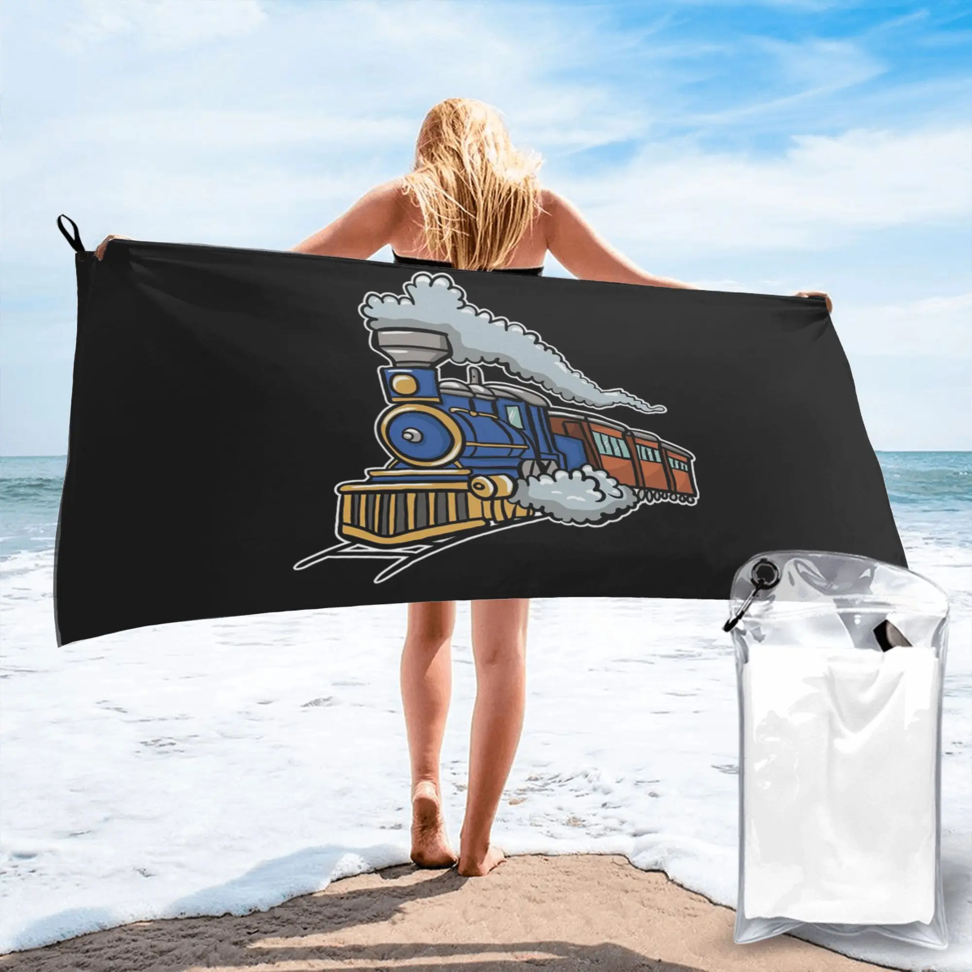 

Пляжное полотенце Train Railroad из мягкой микрофибры, быстросохнущее, впитывающее, для бассейна