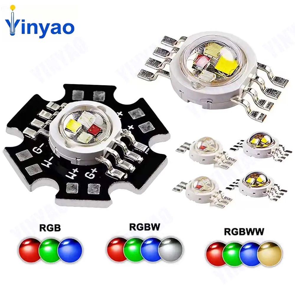 10 pièces LED RGB RGBW RGBWW 3W 9W 12W, puces LED haute puissance 4, 6 ou 8 broches, pour PCB étoile 20mm, DIY pour éclairage de scène