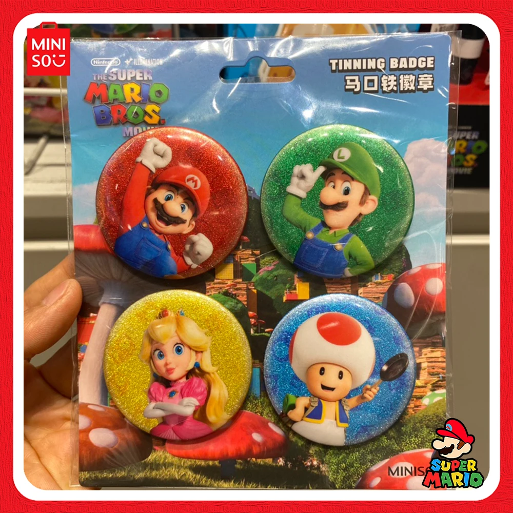 2024 New Miniso Super Mario Bros. Series A7 Coil Book Sock Card Holder Fragrance Piece Badge Rubber Blind Pouch Student Presents