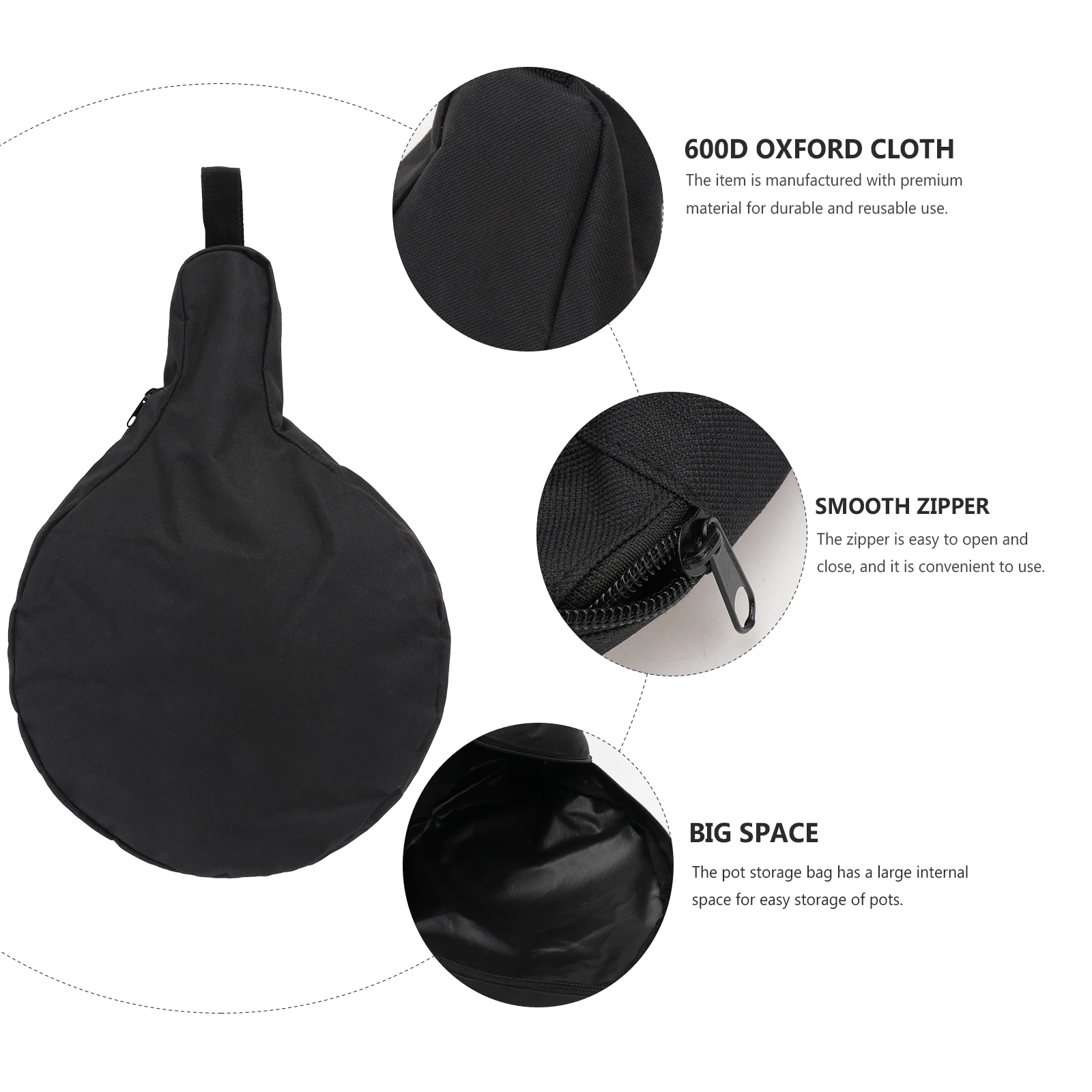 

Cookware Storage Bag Portable Kitchen Organizer Black Multifunctional Tool Outdoor Camping Pouch Reusable Pan 600D Oxford Cloth