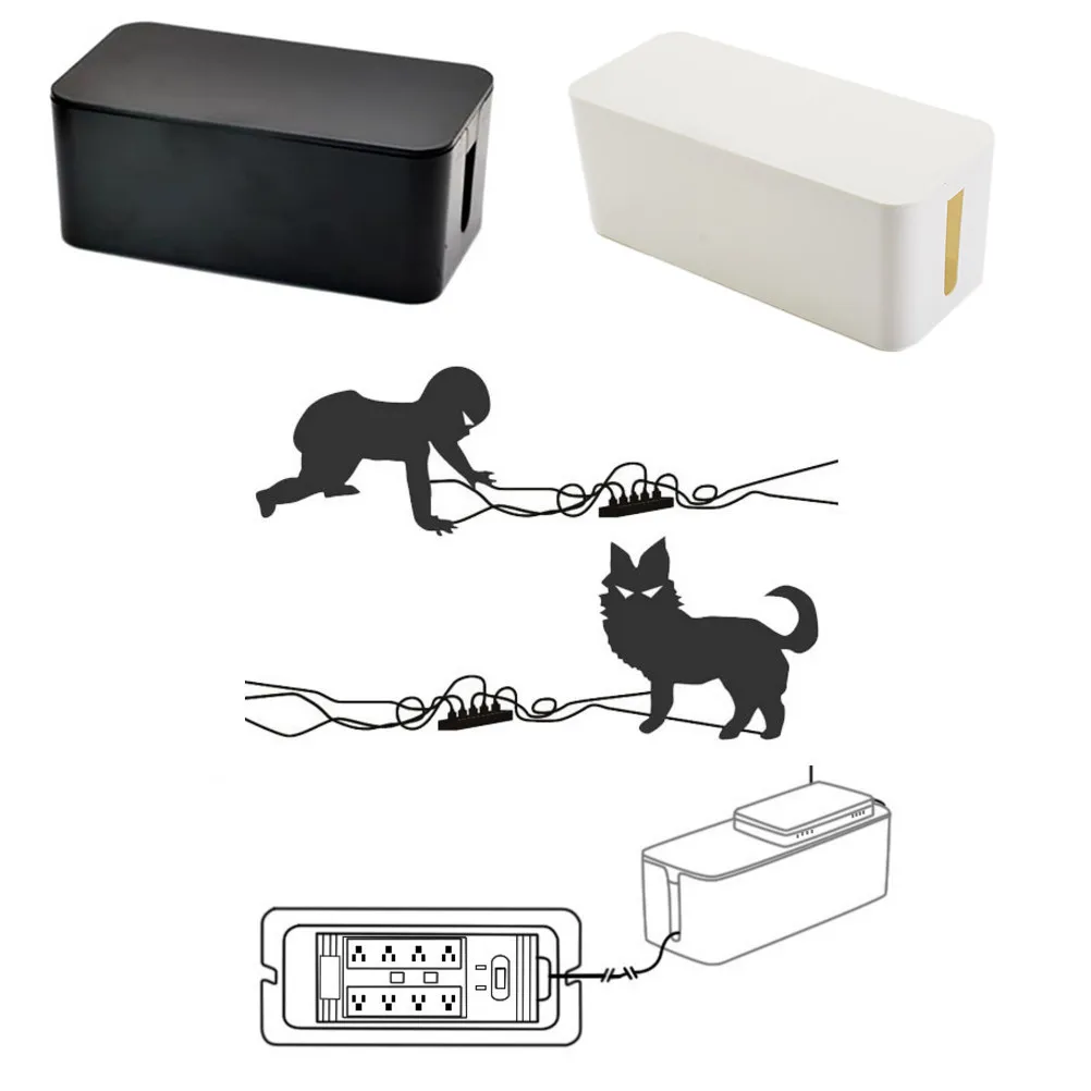 power-cord-storage-box-l-black-plastic-power-strip-organizer-cable-wire-management-cover-charger-holder-desktop-wire-organizer