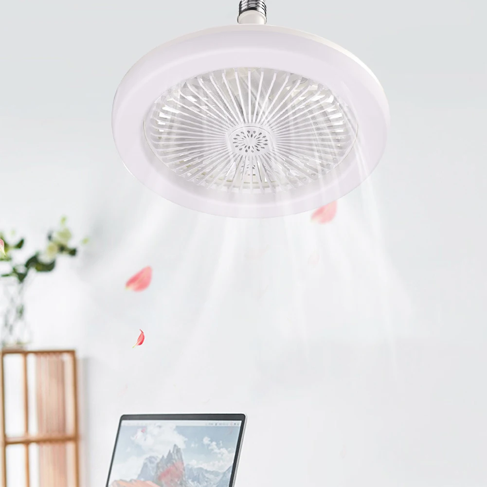 E27 Three-color Dimmable Fragrance Diffuser Fan Lamp with Big Remote Fan Light 2 in 1 With Bulb 220V 60-249 Luminous