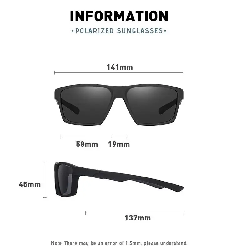 0 -0.5 -0.75 To -6.0 Sport Anti-Glare Night Vision Lens Square Nearsighted Sunglasses With Diopter Polarized Sun Glasses For Men