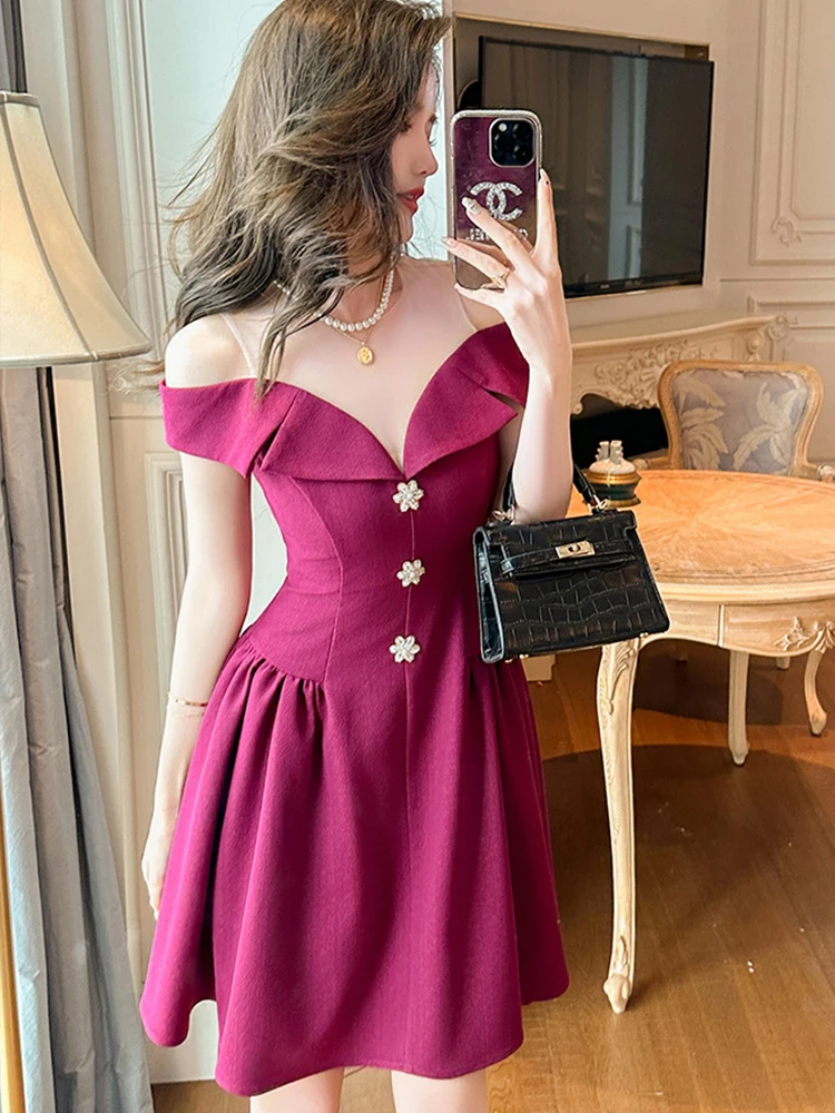 2023 Women\'s French Noble Mini Dress Sexy Sheer Mesh Spliced Flowers Pleated Ball Gown Femme Party Vestidos Mujer Club Prom Robe