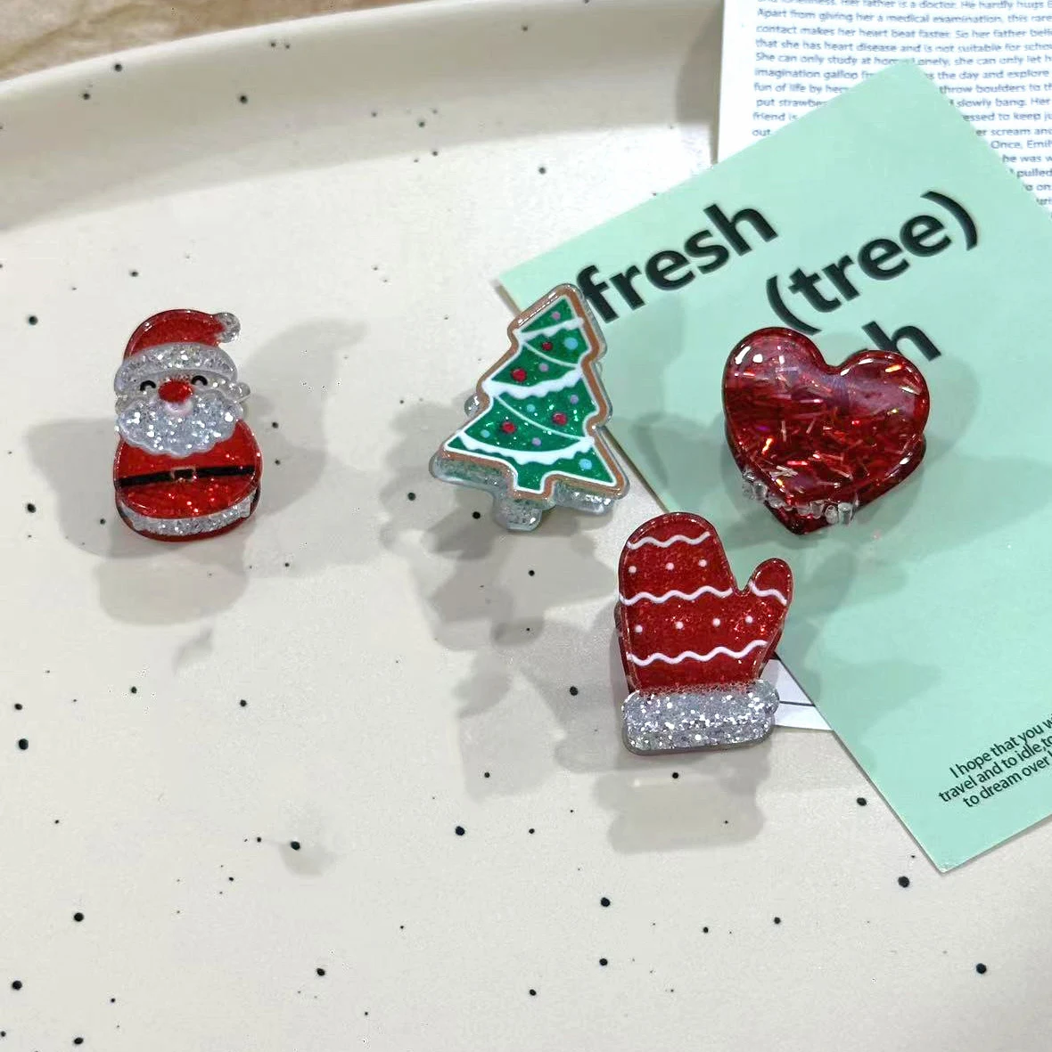 

Шикарная Рождественская елка Санта-Клаус Сердце Краб Заколка для волос Коготь для женщин и девочек Модная заколка для хвоста с полузавязкой Аксессуары для волос