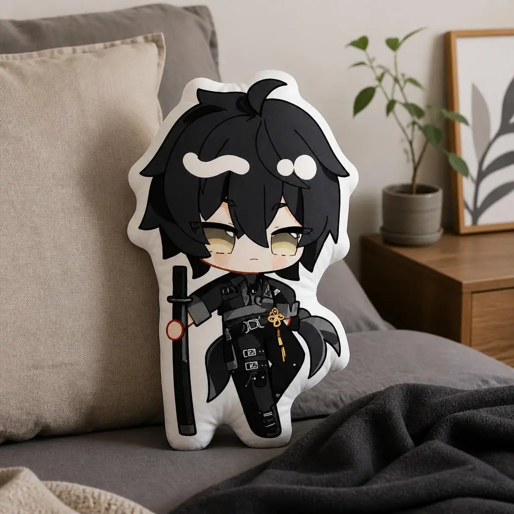 Wuthering Waves Rover Resonator Chibi Anime Gamer Plush Pillow Cushion Irregular Stuffed Throw Pillow Home Decor Gift Sofa Bed
