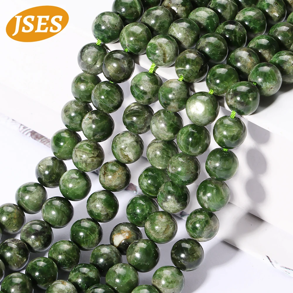 Natural Green Diopside Beads Alalite 8/10mm Loose Smooth Round Gemstone Beads for Jewelry Making Braclet Necklace Diy Accessory