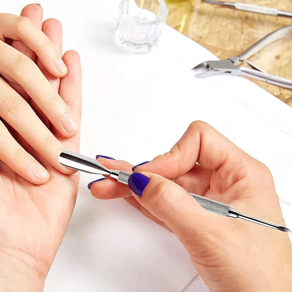 1/10 Stück Nagelhautentferner aus Edelstahl, doppelseitiger Nagelhautschieber, Reiniger für Maniküre und Pediküre, geeignet für den Heimgebrauch – Detail 5