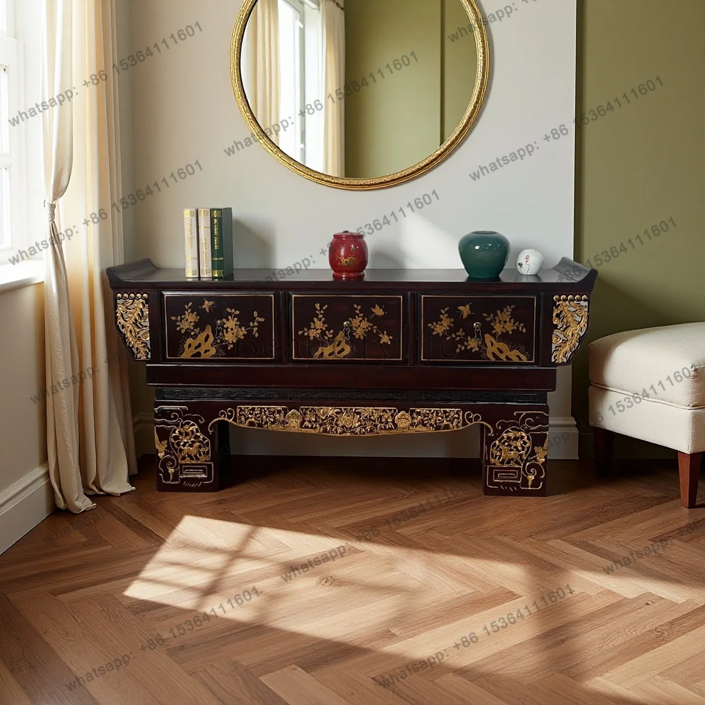New Chinese retro solid wood offering table Taoist temple shrine temple god table