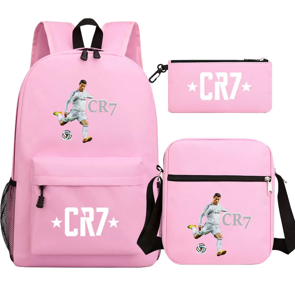 3pcs Simple Lightweight Backpacks CR7 Sports Casual Travel Outdoor Backpacks Teens Laptop Mochilas sac a dos