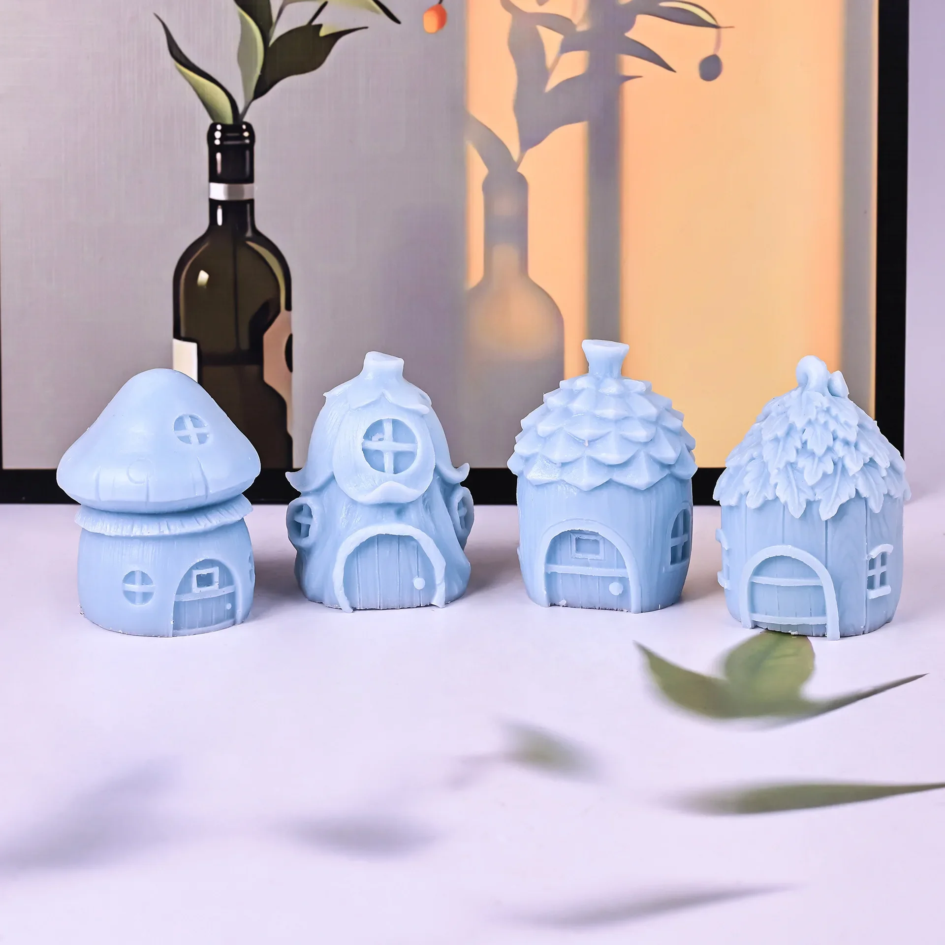 

Simulation Forest Small House Silicone Mold Pine Cone House Candle Aromatherapy Plaster Resin Molds Cake Decoration Accessories