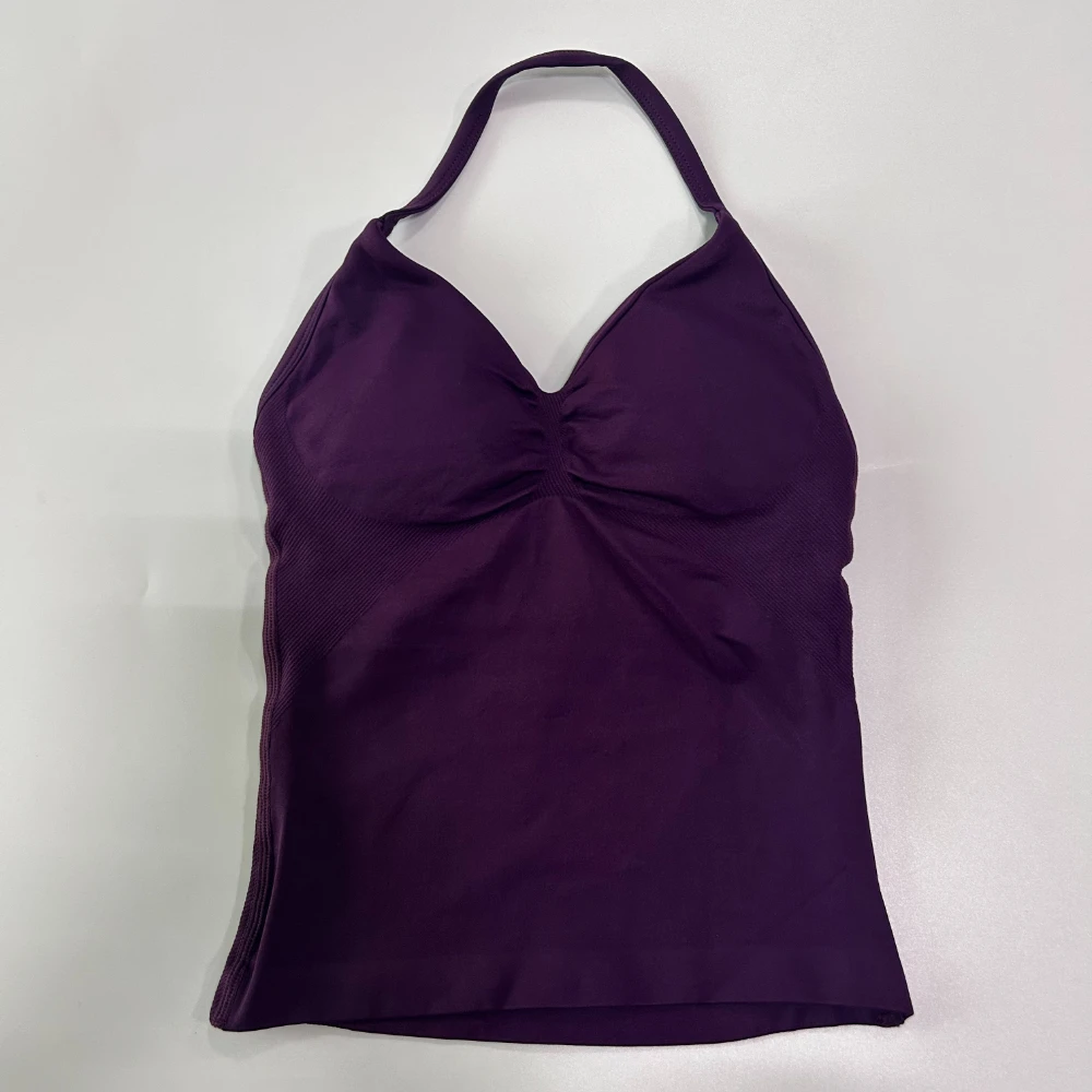 Pericic Longline Strappy Top Damen Nahtloses Yoga-Tanktop mit eingebautem BH, gerafftem Rücken, ärmelloses Shirt, Fitness-Oberteil – Detail 13