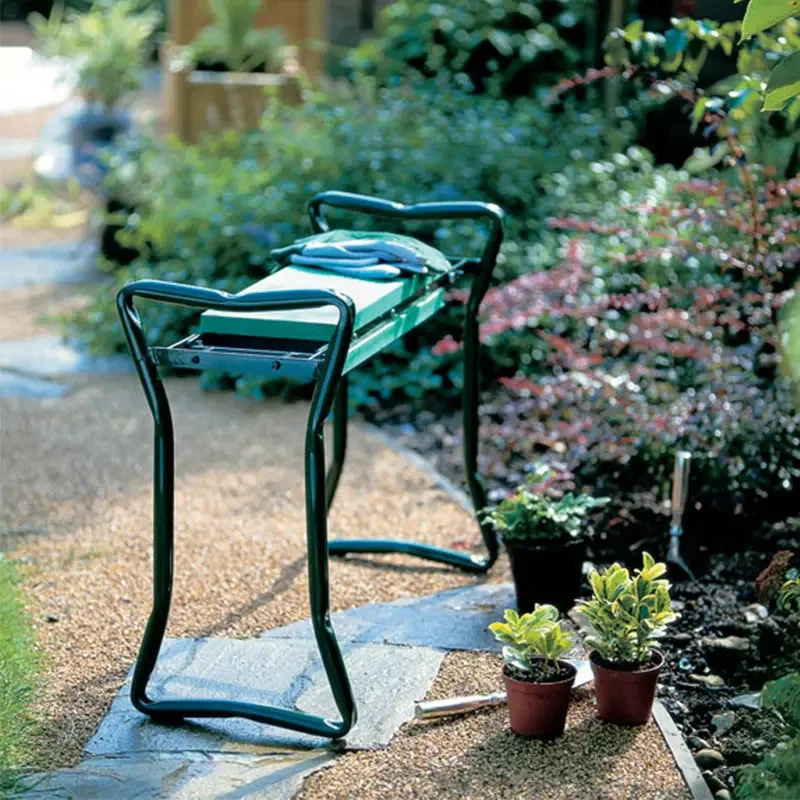 Outdoor Garden Kneeling Bench Sitting Kneeling Garden Gardening Kneeling Camping Chair Garden Tools Bench with Tool Kit