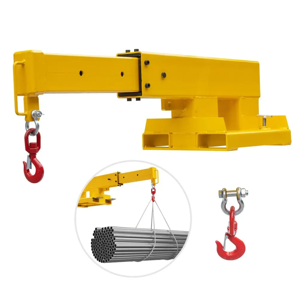 Forklift Jib Crane, Adjustable Forklift Mobile Crane Manual Telescopes 45"-78", 2.5T -3TCapacity, Flexible Adjustment Holes