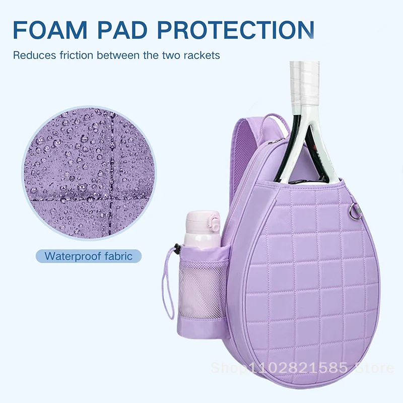 

Водонепроницаемая стеганая теннисная сумка, вмещает два ракетки, идеально подходит для пиклбола, конструкция через плечо для всех