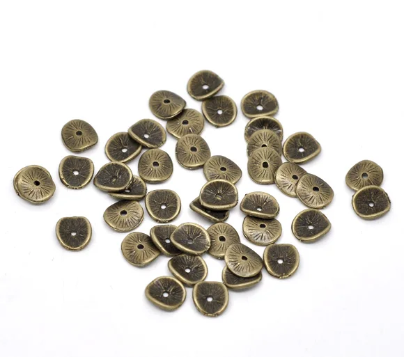 Vintage Wavy Spacer Beads Disc Antique Bronze Color DIY Making Earrings Necklace Jewelry Beads Findings About 10mmx9mm,20-100PCs