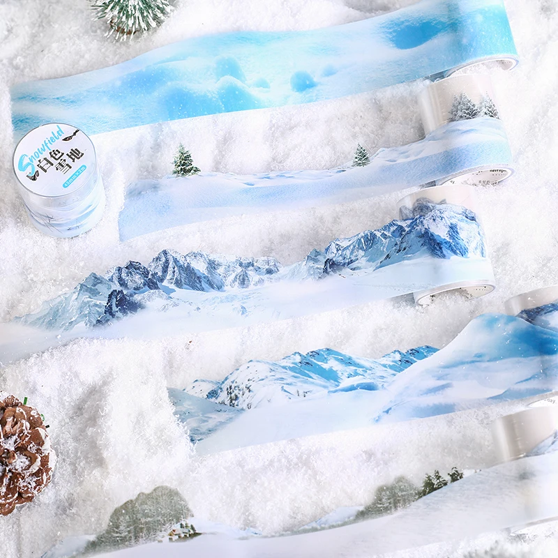 JIANQI 45mm*2m PET Winter snow scenery Tapes Stickers Creativity Hand Account Adhesive hand made Junk Journal Scrapbook Supplies