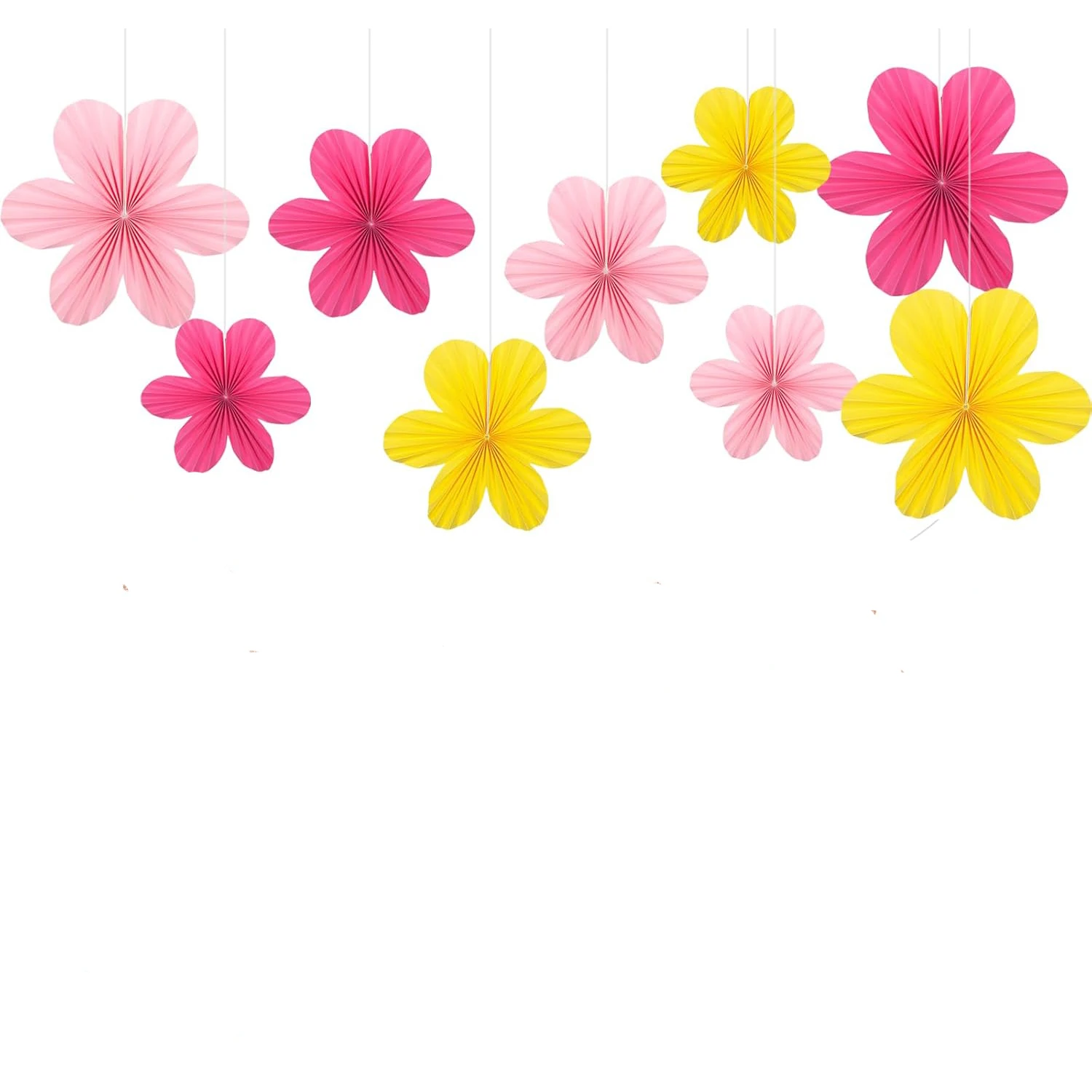 9Pcs/Set Easter Themed Hanging Paper Flowers Party Decoration Seasonal Fan Shaped Garlands for Easter Celebration