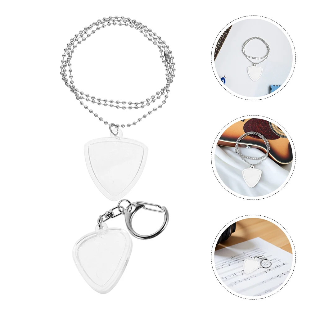 

2 Pcs Shrapnel Guitar Pick Collection Box Keychain Plastic Picks Storage Pendant