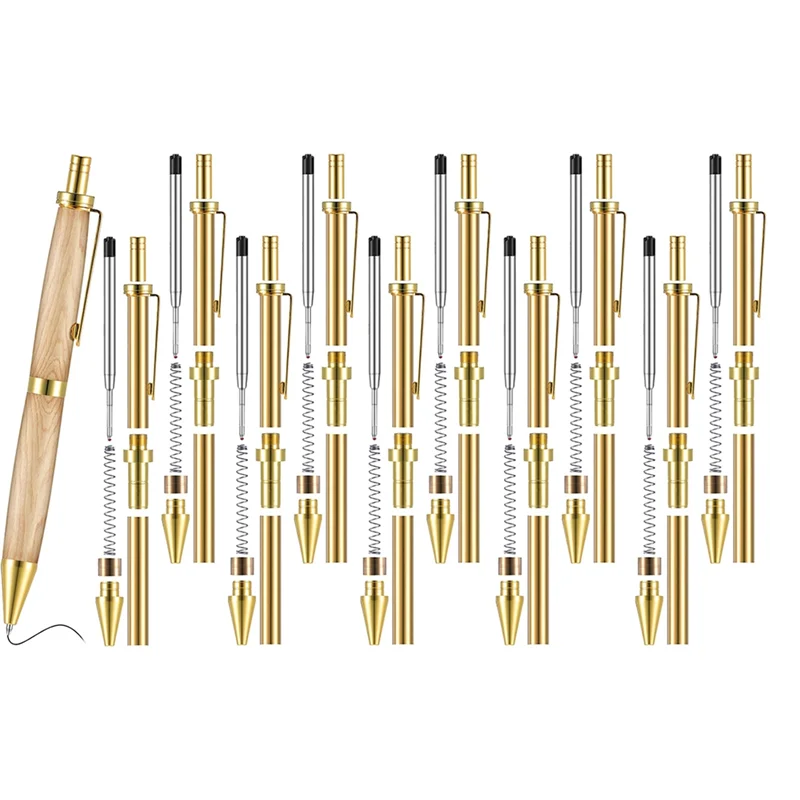 A26F-Kit Pena Dapat Ditarik untuk Pembubutan Kayu Kit Pena Klik 7Mm dengan Isi Ulang Perlengkapan Pembubutan Bubut untuk Teman DIY