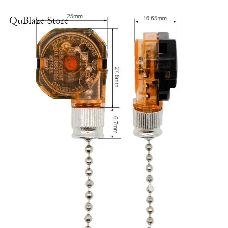 3 Speed Brass 4 Wire Switch Pull Chain Control For Home Ceiling Fan Light Lamp Replacement Parts