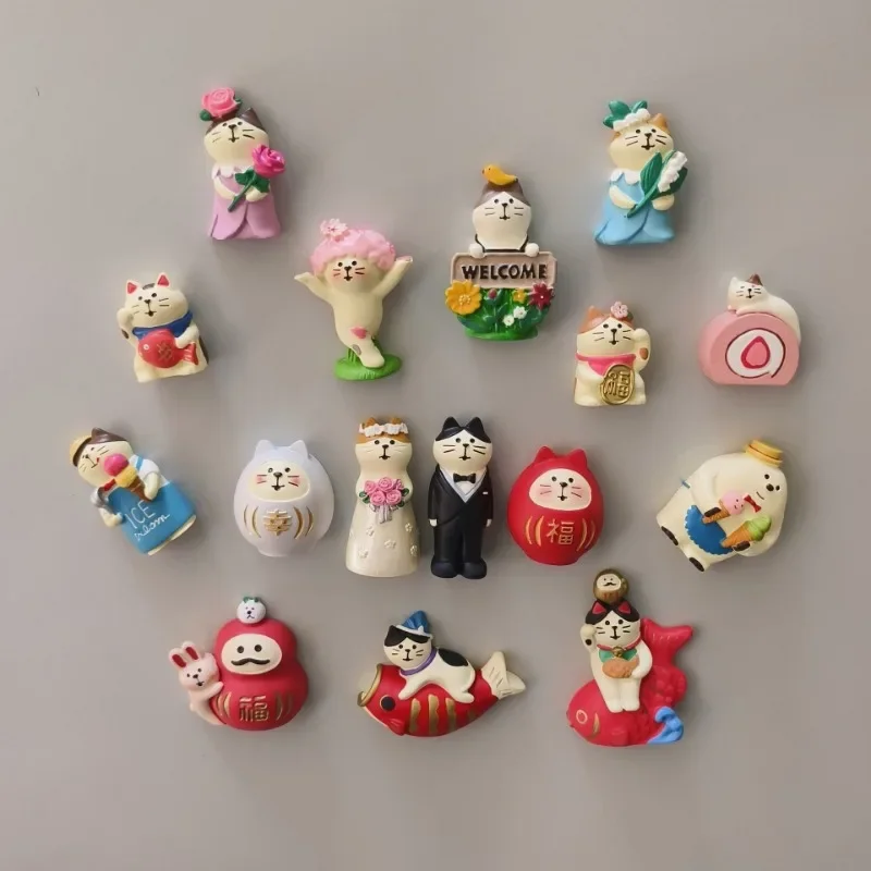 Dessert Bread Series Macaron Black Cat Wenbird Cake Roll Action Figures Fridge Magnet Miniature Magnet Ornament Accessories