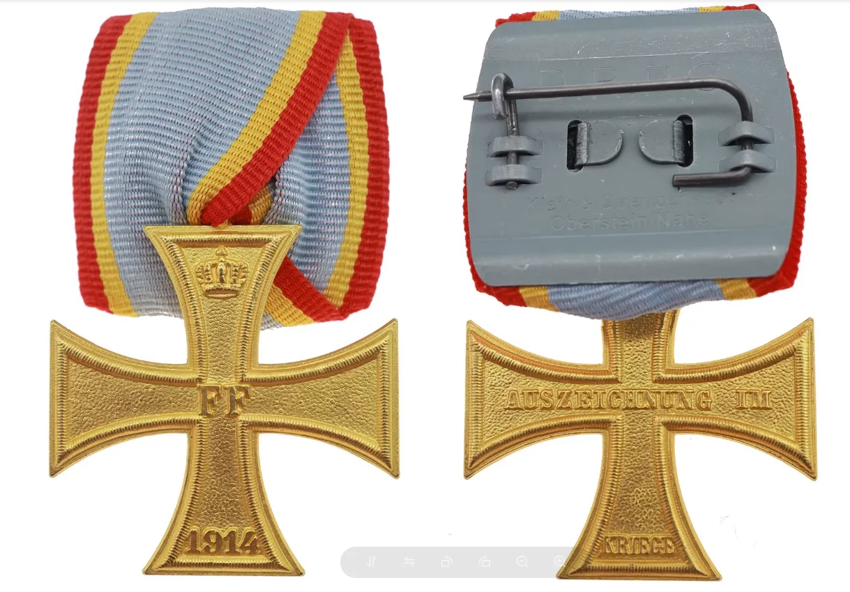 Reproducción de la Cruz de Mérito Militar de Segunda Clase Alemana de la Primera Guerra Mundial del Gran Ducado de Meclemburg-Schwerin