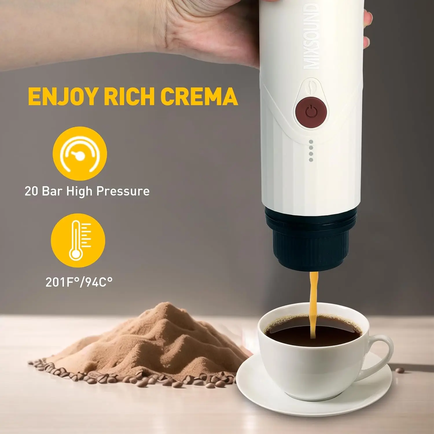 Портативная эспрессо-машина, электрическая дорожная кофеварка для кемпинга, автомобильная кофеварка с самонагревом и USB-C, совместимая с G