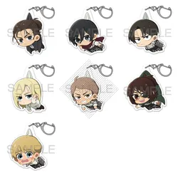 Game Hanji Zoe Levi Ackerman Mikasa Eren Yeager Armin Arlert Keychain Doll Anime Acrylic Keyring for Gift