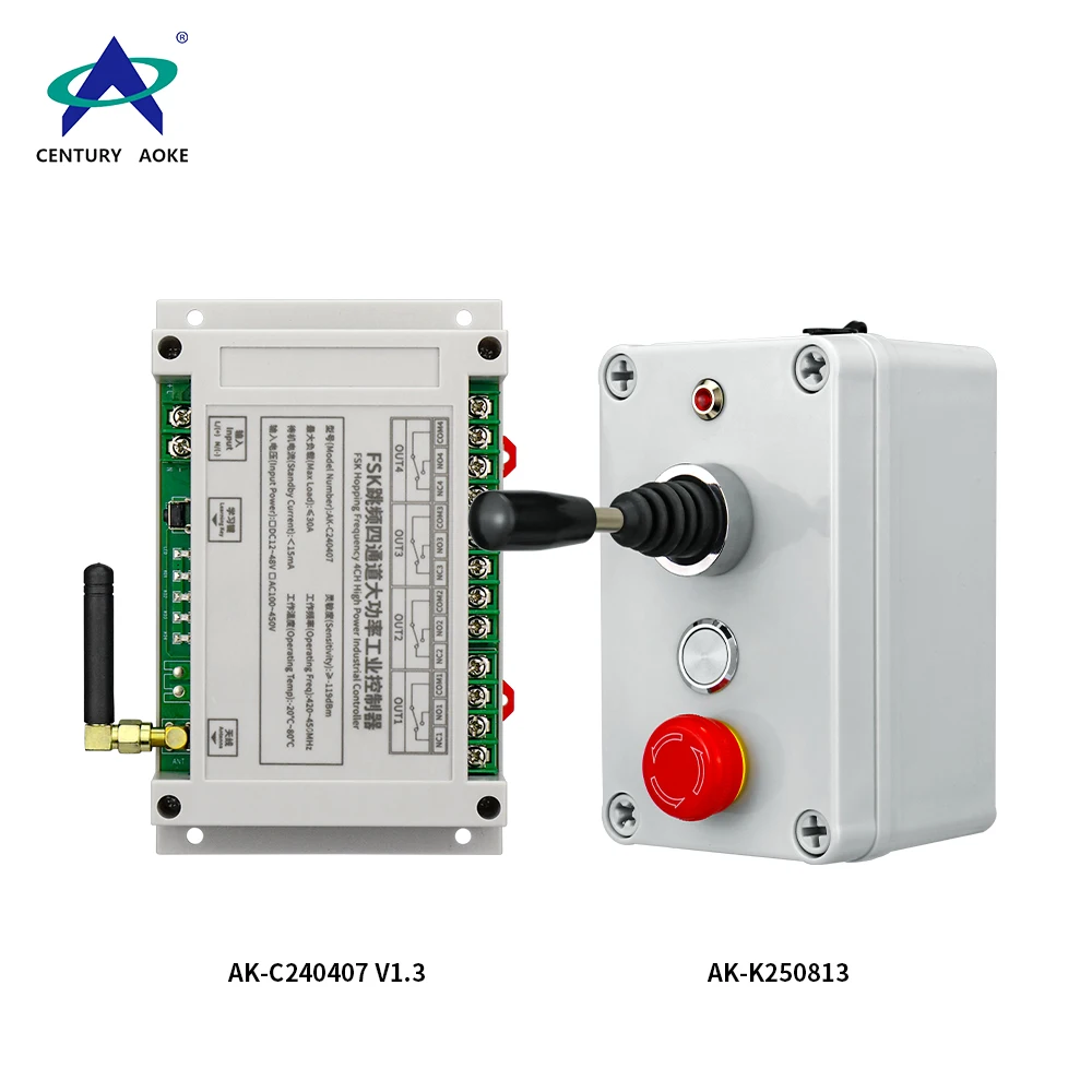 Universal FSK 420~450MHz 4CH DC12~48V Smart Remote Control Switch 4-way Joystick Control RF Wireless for Electric Hoist DC Motor