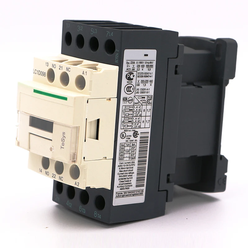 

LC1D098M7 Электрический магнитный контактор переменного тока 4P 2NO+2NC LC1-D098M7 20A 220V Катушка переменного тока
