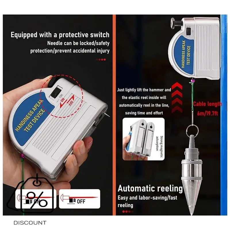 

ABJO-Retractable Plumb-Bob, Automatically Stretch Line Stabilize Magnetic Plumb-Bobs Tool, Magnetic Retractable Plum-Bob