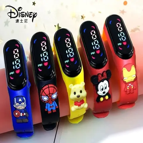 New Disney Frozen Princess Mickey Mouse Avengers Spiderman LED  Kids Sports Touch Cartoon Electronic Watch Boys Girls Toys Gifts