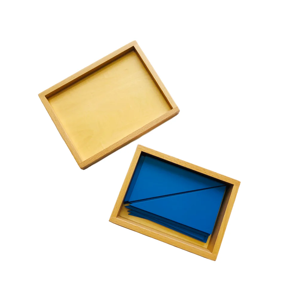 Montessori Educational Toys Blue Triangles Box w/ Cards Building Game for Children Geometric Geometric Figures Learning Tools