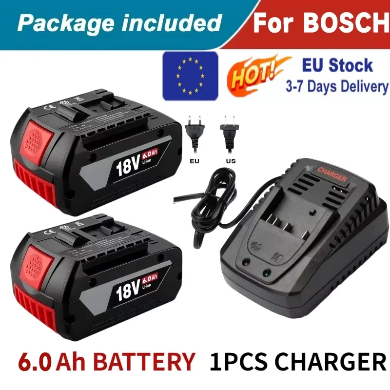 Pour Bosch 18V batterie 6.0Ah perceuse électrique 18V 6.0Ah batterie Li-ion Rechargeable, BAT609,, BAT618, BAT618G, BAT614